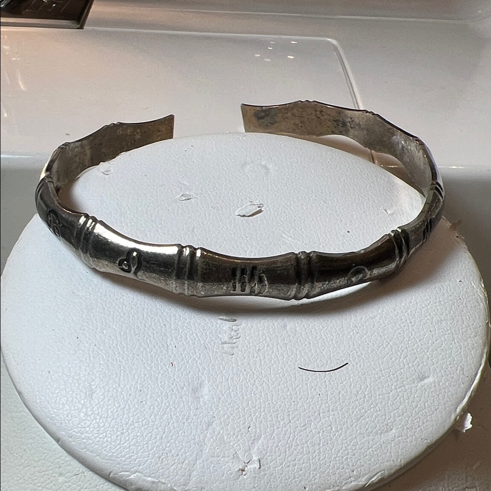 Silver Bamboo Design Cuff Bracelet